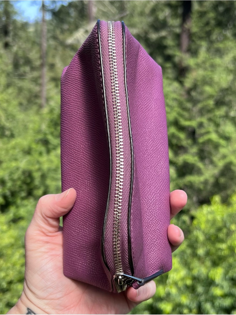COACH Makeup Bag Small Purple Cosmetic Pouch with Silver Hardware AUTHENTIC - Picture 8 of 11